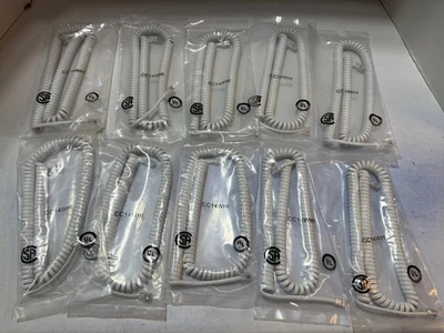 NEW 14 Foot Handset Receiver Curly Cord Landline Phone Bright White (10-Pack) - Image 1 of 2