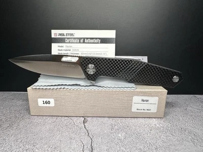 Real Steel Havran S35VN Blade Framelock Carbon Fiber Titanium Folding Knife 9441 - Image 1 of 4