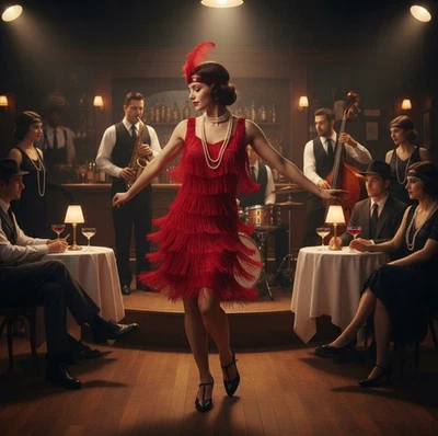 Delicious Sexy Wear NY Red Lindy Lace Fringe Flapper 20’s Halloween Costume XS - Image 1 of 4