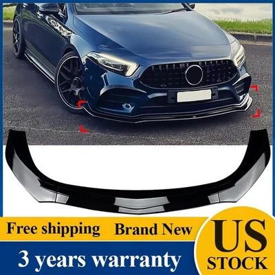 Front Bumper Lip Black For Mercedes-Benz W177 A180 A200 A35 AMG line 2019-22 - Image 1 of 4