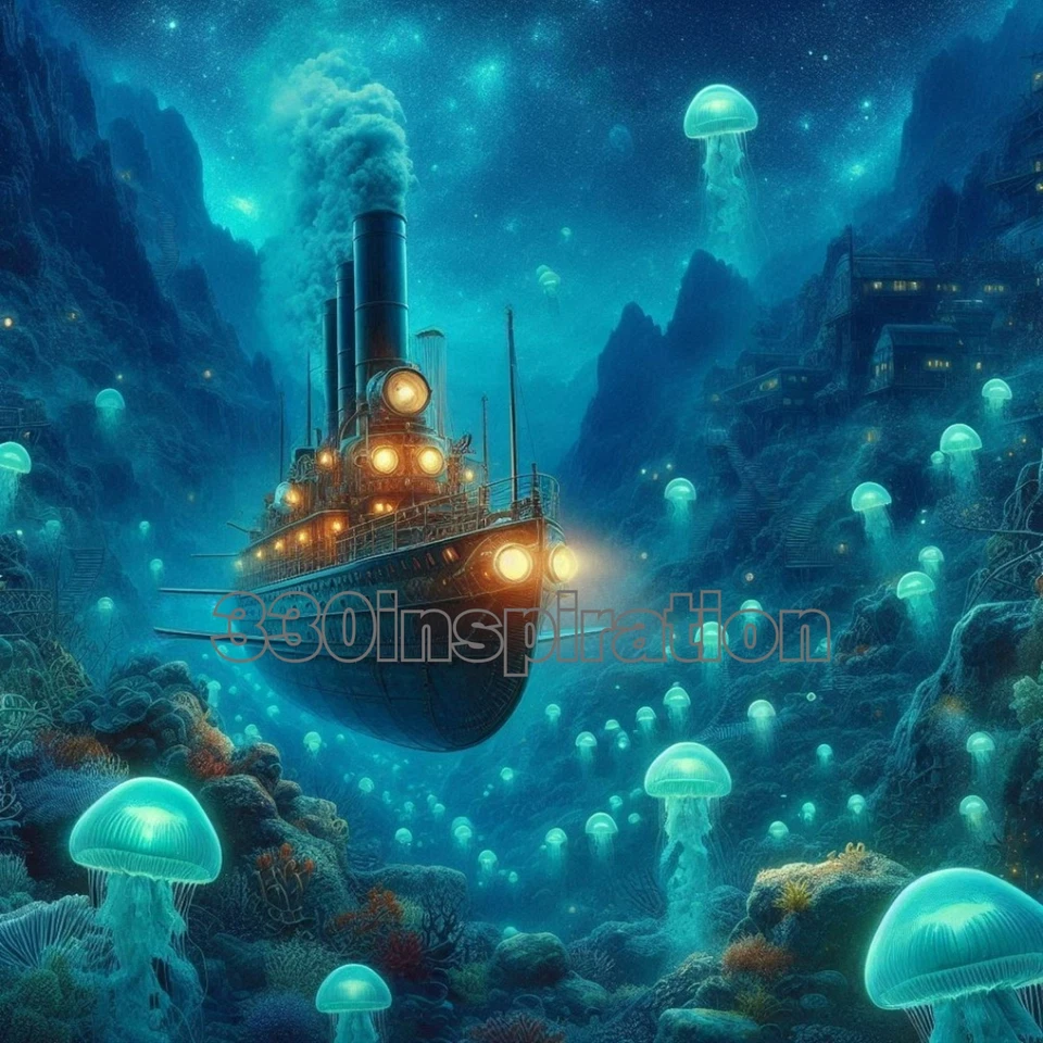 Digital Image Picture Photo Wallpaper Background Desktop Art Sub Jellyfish #A353 - image 1 of 1