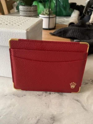 ROLEX RED LEATHER ID BUSINESS CARD CREDIT CARD HOLDER WALLET - Image 1 of 2