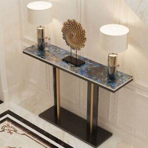 Stunning Modern Marble Console Table Metal Base Porch Table Art Viewing Platform