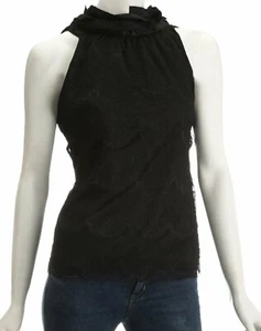 Baby Phat Women Satin Halter Top Black Lace Over Size M - Picture 1 of 7