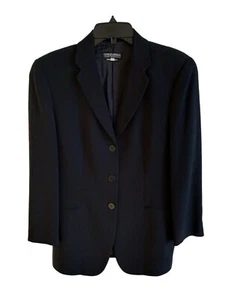 Giorgio Armani Milano Borgonuovo 21 Vintage Pure New Wool Blazer Black Size 44 - Picture 1 of 7
