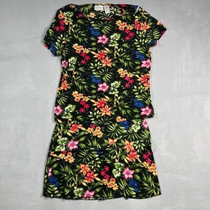 Jaclyn Smith 2 Piece Set XL Top and Small Skirt Short Sleeve Floral Stretchy - Picture 1 of 5