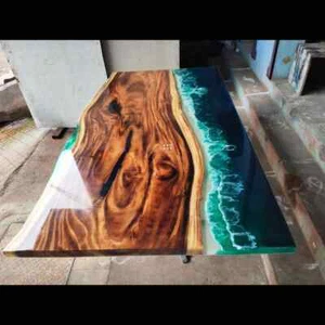 Ocean Wave Epoxidharz Esstisch - Live Edge Holz River Tischdeko - Bild 1 von 13