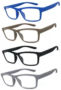 1 or 3 Pair Men Women Fashion Square Rubberized Frame Full Lens Reading Glasses - Picture 1 of 16