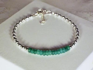 CYNTHIA LYNN "SHIMMER" STERLING SILVER MAY BIRTHSTONE GREEN EMERALD BRACELET - Picture 1 of 1