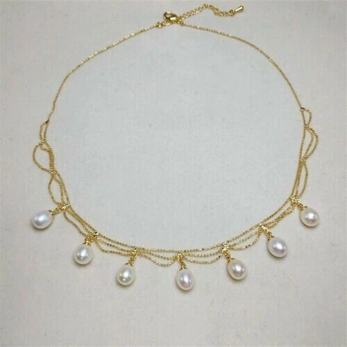 Gargantilla 16" Natural Mar del Sur Genuino Collar de Perlas Blancas Oro 14k F Ajustable Foto 1 de 1