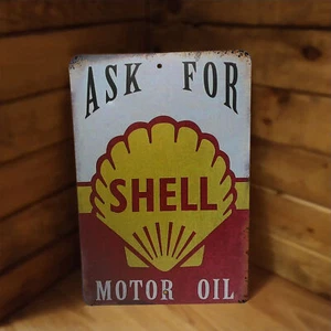 Vintage Style Shell Motor Oil Auto Shop Garage Mancave 12"x8" Blechschild NEU - Bild 1 von 2