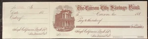 1880er Carson City Nevada Sparkassenscheck Stempelglanz mit Metallic Tinte #15431 - Bild 1 von 6