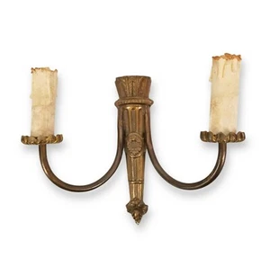 Vintage Brass ART DECO or ART NOUVEAU Electric Wall Sconce Two-Arm Fixture - Picture 1 of 10