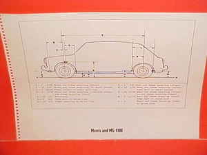1966 MORRIS MG 1100 MGB MARK II GT ROADSTER COUPE SEDAN FRAME DIMENSION CHART - Picture 1 of 2