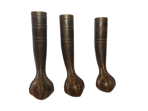 3 ANTIQUE VINTAGE Brass Talon and Ball Furniture Feet 5 1/8" JEM Cover