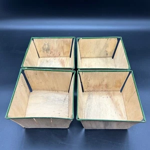 Lote de 4 cestas de bayas de pinta de madera Farmstand de colección con adornos de metal verde - Imagen 1 de 6