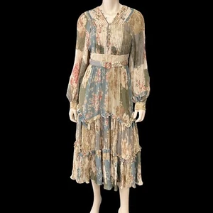 ASOS Design Women Brown Multi Floral Long Sleeve Bohemian Dress Size 4 NWT $135 - Picture 1 of 16
