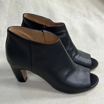 Maison Margiela Booties Womens Size 10 Black Leather Open Toe Heeled Boot Shoes - Image 1 of 4