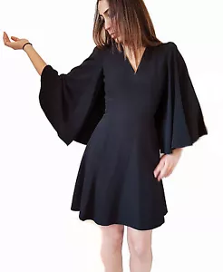 $2625 Authentic Rare ALEXANDER McQUEEN Women's Cape-back Crepe Mini Dress MCQ - Picture 1 of 7