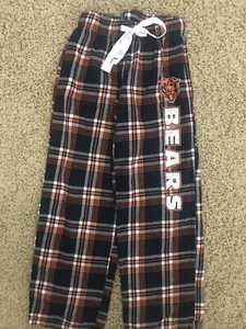 Girls Sz S NFL Team Bears Plaid Pajama Bottoms Blue/Orange - Picture 1 of 6