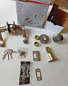 Defiant Naples Satin Nickel Combo Pack with Single Cylinder Deadbolt - Picture 1 of 14