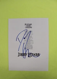 Danny Elfman "The Nightmare Before Christmas" AUTOGRAPH Signed Lyrics Sheet - Picture 1 of 2