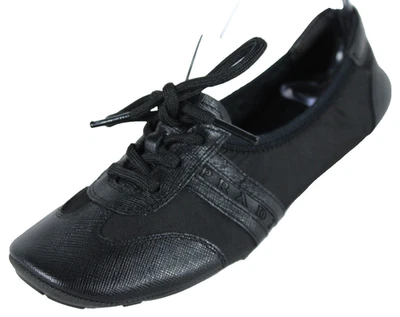 Sapatilhas de balé PRADA de couro preto elástico biqueira redonda com cadarço 36,5 - Imagem 1 de 4