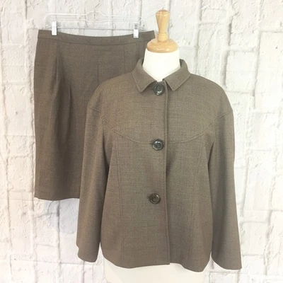 Traje falda Jones New York para mujer talla 12 marrón mezcla lana Foto 1 de 4
