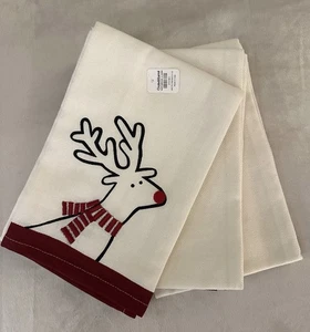 Crate & Barrel Joan Anderson Arctic Friends Holiday Dish Towels S/3 Winter NEW - Picture 1 of 4