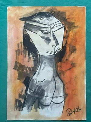 PAUL KLEE dibujo y pintura sobre papel antiguo firmado estampado vintage Foto 1 de 3