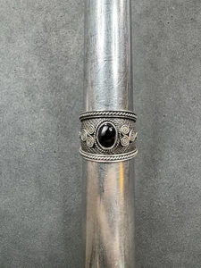 4.8g VTG Sterling Silver 925 Onyx Ring Size 8.5 Jewelry Lot D - Foto 1 di 9