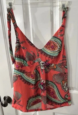 Camiseta de natación Venus para mujer talla M coral floral cachemira halter usada en excelente estado Foto 1 de 4