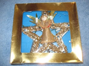 Vintage Stella Albero di Natale Topper Angelo Illuminato Dorato; Made in Japan - Foto 1 di 12