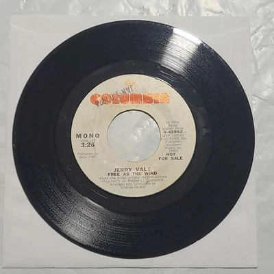 Jerry Vale ~ Free As The Wind/ Same ~ Columbia Promo 45 RPM Record - Image 1 of 4
