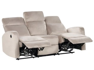 Elektrisch verstellbares 3-Sitzer Sofa Samt beige taupe mit Relaxfunktion Verdal - Bild 1 von 13