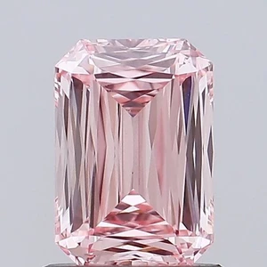 1 CT Unique Emerald Cut Intense Pink Lab Grown Diamond For Engagement Ring - Picture 1 of 2