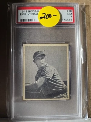 1948 Bowman #28 Emil Verban PSA 7 NM 4517 Phillies  - Image 1 of 2