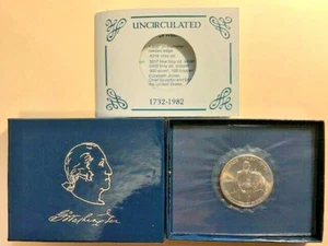 1982-D George Washington Commemorative Unc 90% Silver Half Dollar w/Box & COA - Picture 1 of 5
