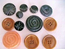 Lot of 12 Vintage Art Deco Sewing Buttons Glass Lucite  1/2 - 1-3/8" Dia.