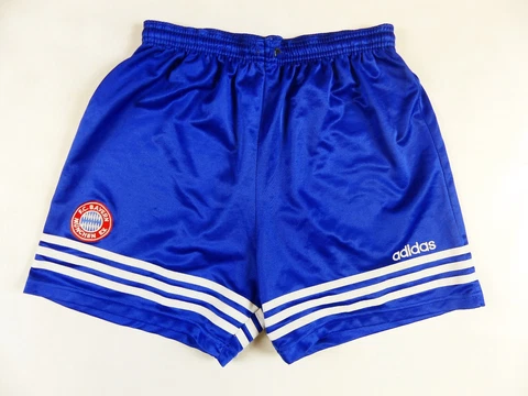 BAYERN MUNICH MENS BLUE 90s VINTAGE FOOTBALL SOCCER SHORTS ADIDAS SIZE: LARGE Cover
