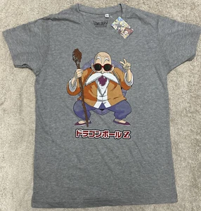 Dragon Ball Z Master Roshi Medium M Grey Short Sleeve T-shirt Goku NEW - Picture 1 of 5