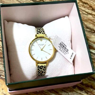 Hermoso reloj Kate Spade New York correa de leopardo dorado nuevo con etiquetas Foto 1 de 4