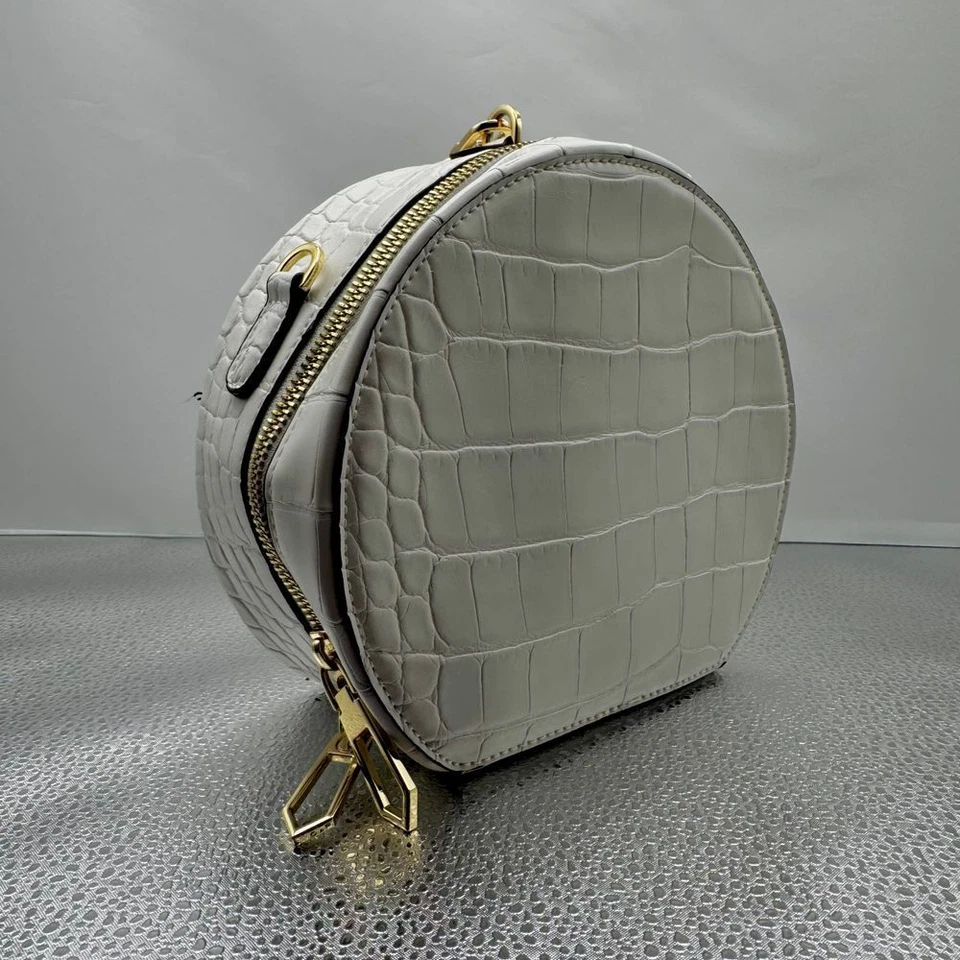 Gianni Bini, correa de muñeca redonda de cuero de cocodrilo blanco; falta correa más larga, dorada Foto 1 de 4