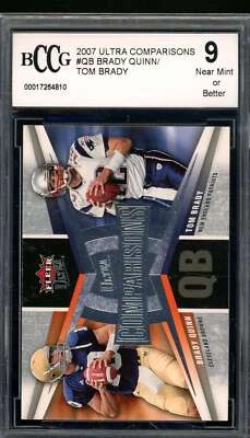 Tarjeta de novato Brady Quinn con Tom Brady 2007 Ultra #Qb BGS BCCG 9 Foto 1 de 2