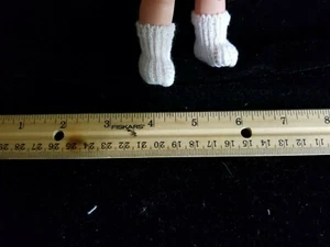 Vintage Doll Knit Baby Booties! NOS/Mint Aprx 1" w/o Stretching TINY! #P55 - Picture 1 of 1