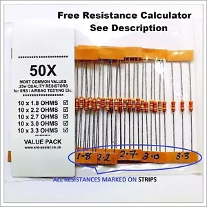 Kit Resistenze Diagnostiche Airbag SRS Resistenza Riparazione Ohm Ohm .25w - Foto 1 di 4