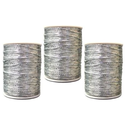 Zari Metallic Threads for Craft Embroidery and Jewelry Making  1 MM, Pack of 3 - Image 1 of 4