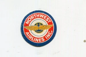 Vintage Airline Luggage Label NORTHWEST AIRLINES small round US Airmail  - Picture 1 of 2