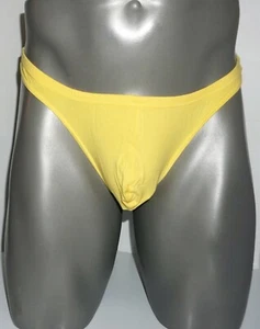 NEW MEN'S YELLOW THONG WITH BUILT IN RING MEDIUM - Picture 1 of 4