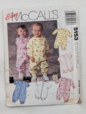 Vintage Sewing Pattern McCalls 5153 - Kids Jumpsuits romper   1990 all sizes - Image 1 of 2